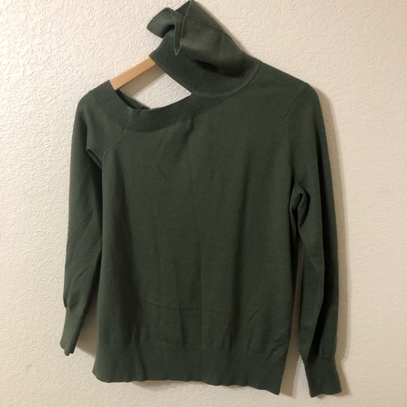L'AGENCE Easton One Shoulder Sweater in Army Green - Size S/P - Picture 1 of 5